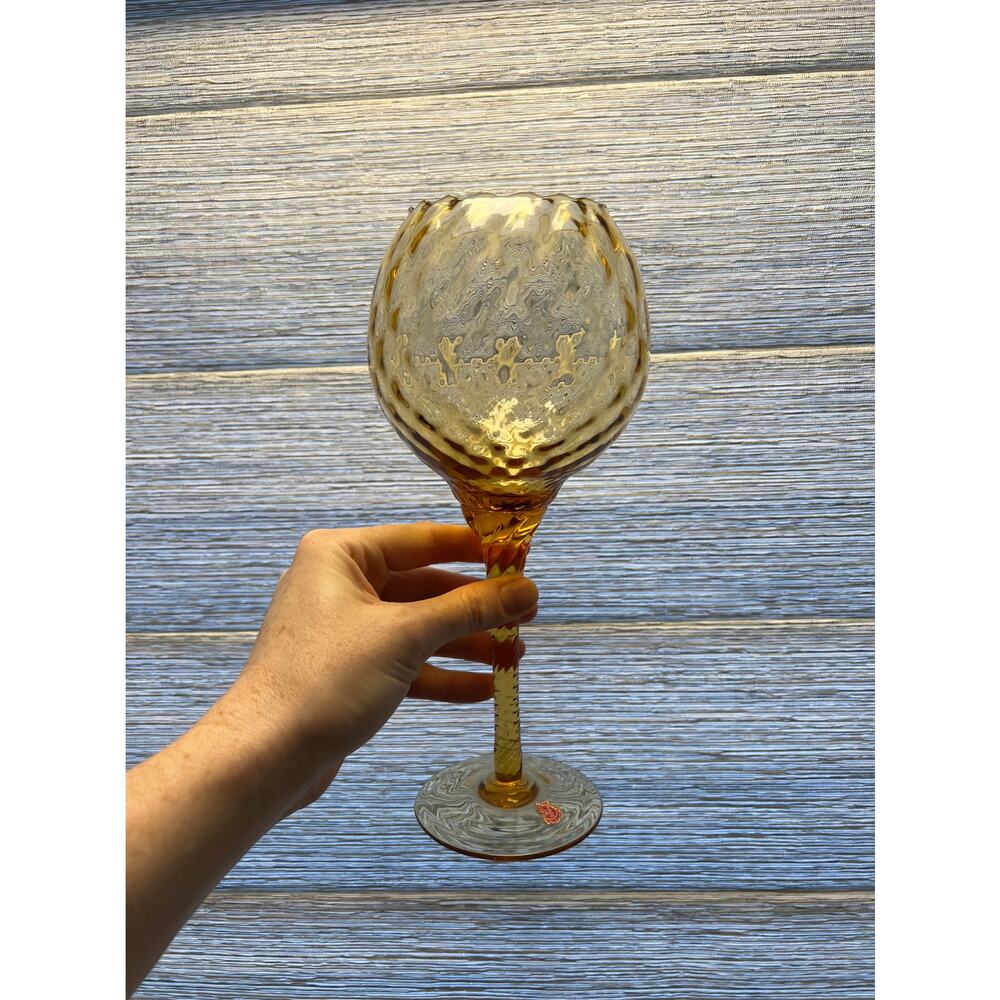 Vintage Mid-Century Modern () Empoli Cased Glass Diamond Quilted Brandy Snifter